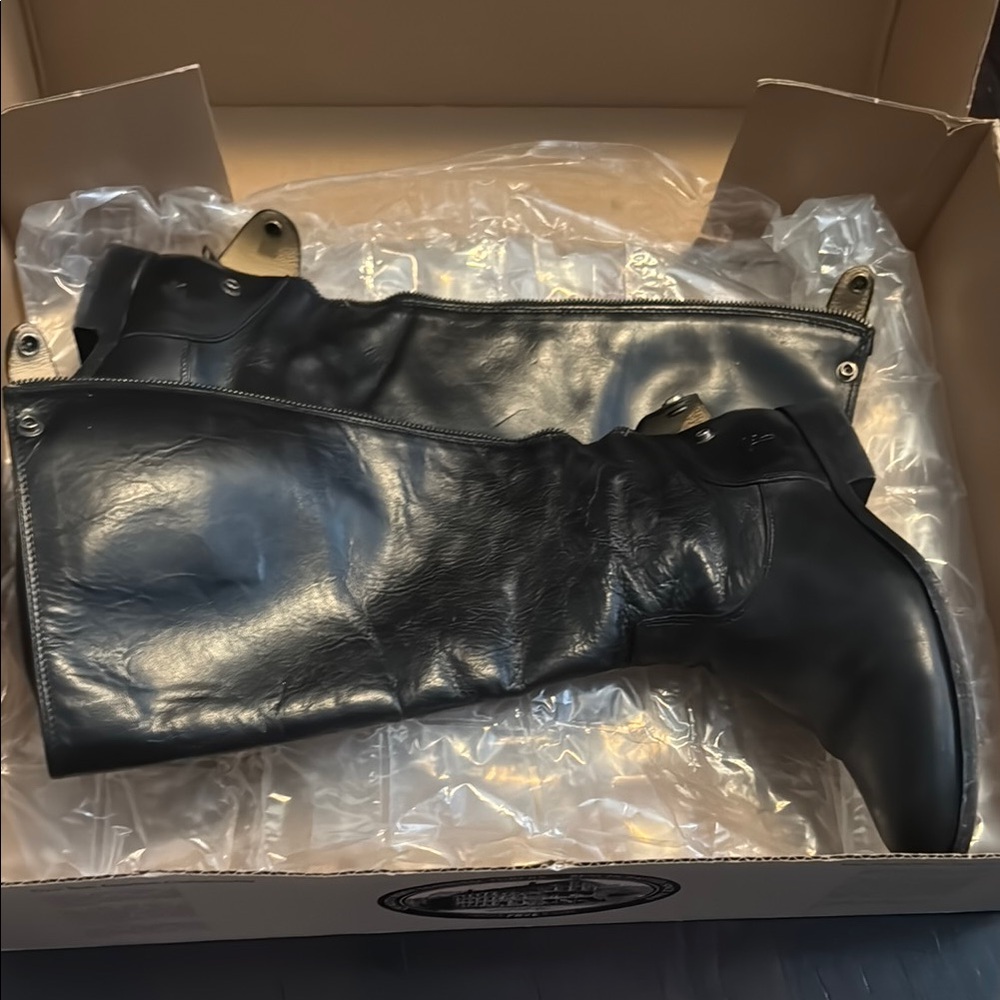 Frye Black Leather Boots with zipper
